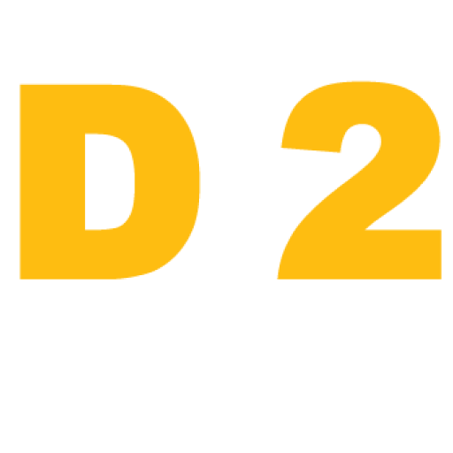 white and yellow D2Striping logo